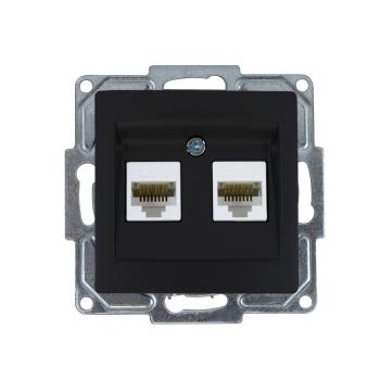 Gunsan Visage Datenbuchse 2-fach CAT6 Internet Netzwerk Unterputz Schwarz