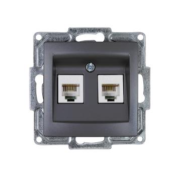 Gunsan Visage Telefon Steckdose 2-fach CAT3 Dunkelsilber